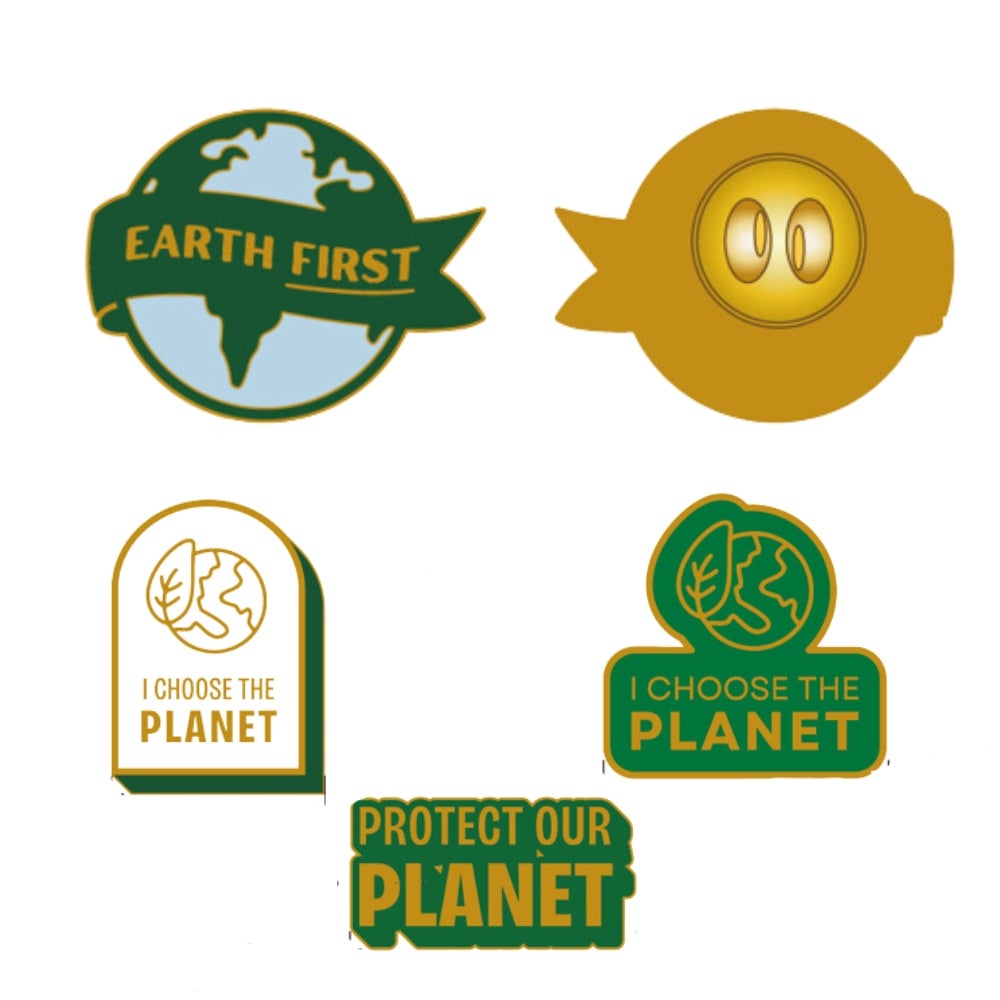Eco Exclusive Earth Day Lapel Pins Recycled 1" Eco Promotional